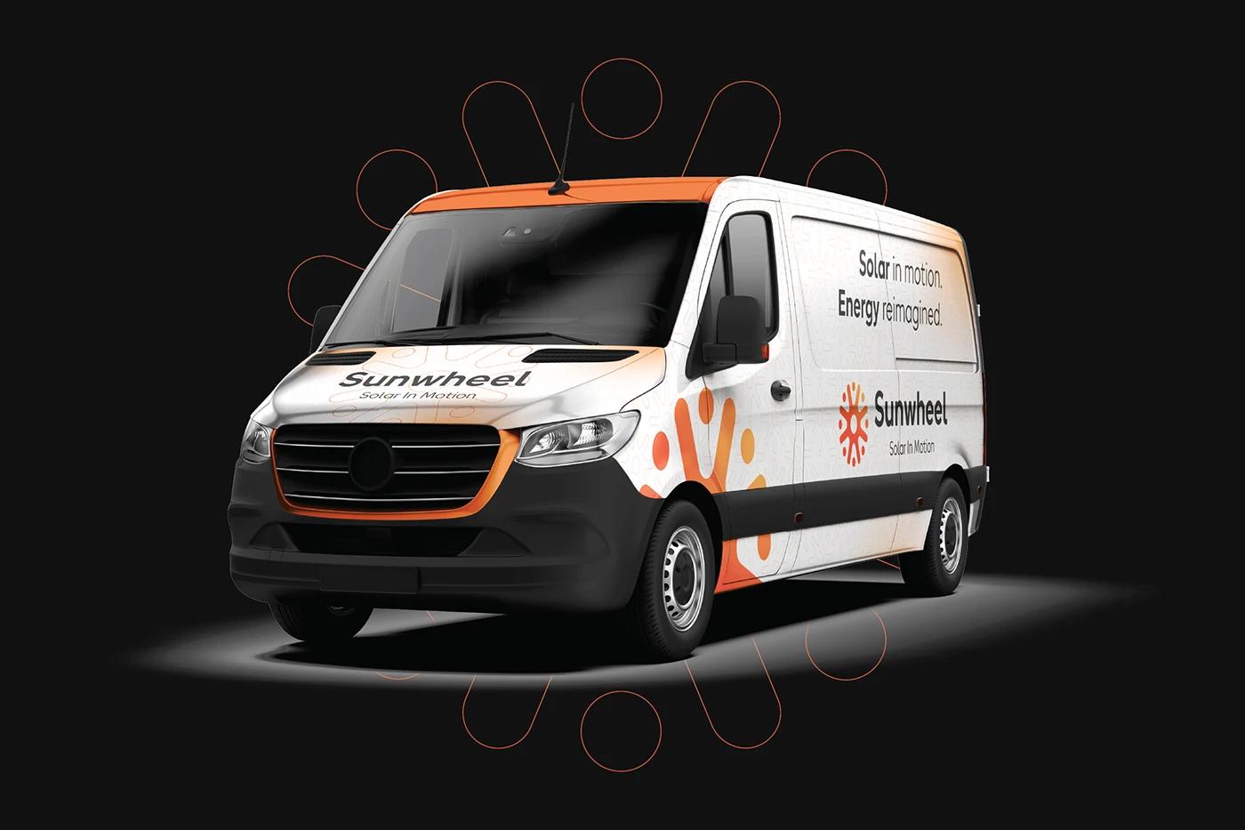 A Van Wrap of the Sunwheel project, designed by SOLD Studio demonstrating SOLD Studio's design expertise.