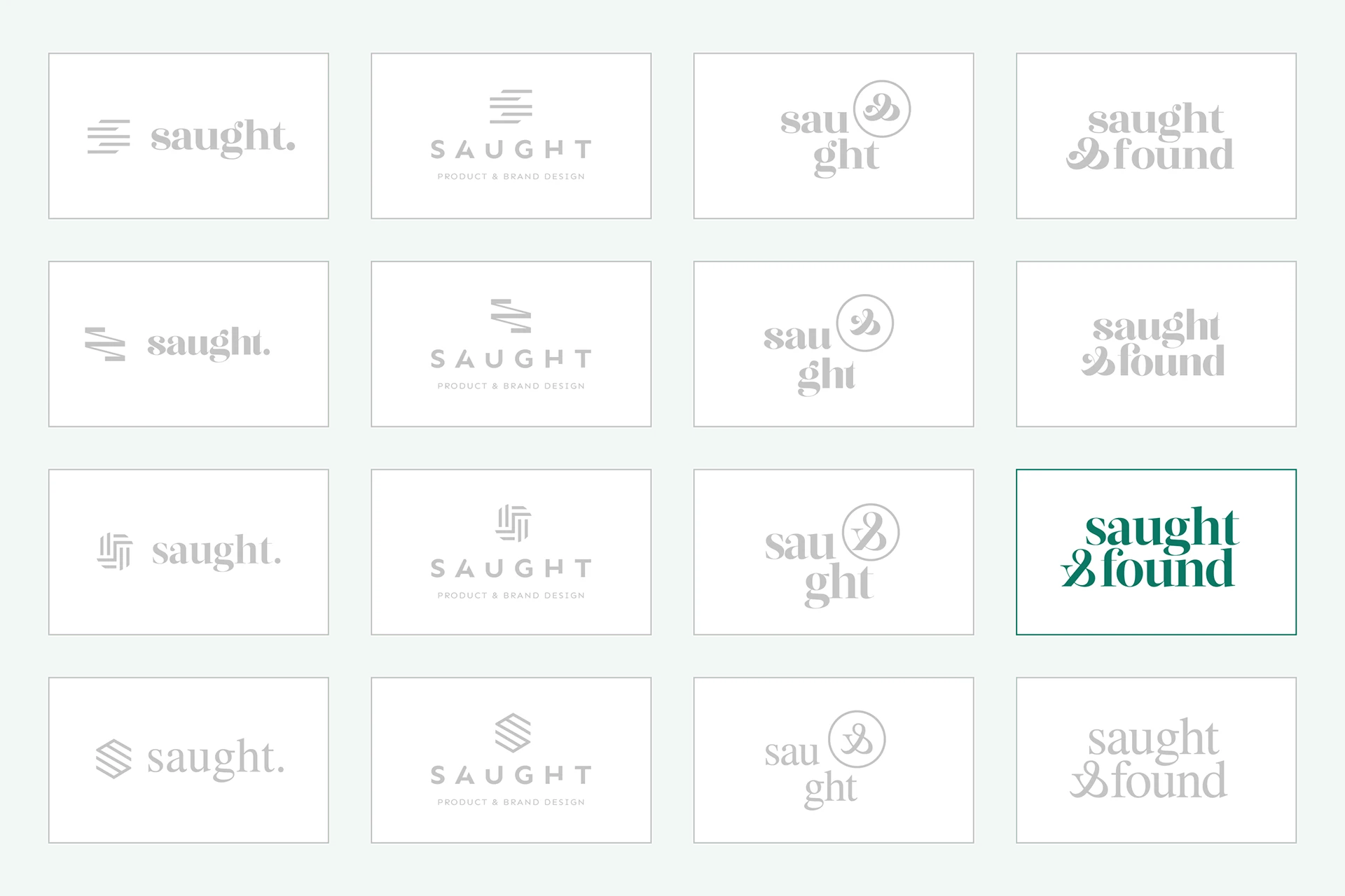A Logo Process of the Saught&Found project, designed by SOLD Studio establishing a strong visual identity.