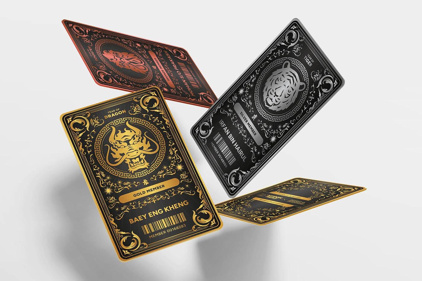 A detailed look at the a gold, silver & bronze cards within the Sumo+ Buddies project, by SOLD Studio.