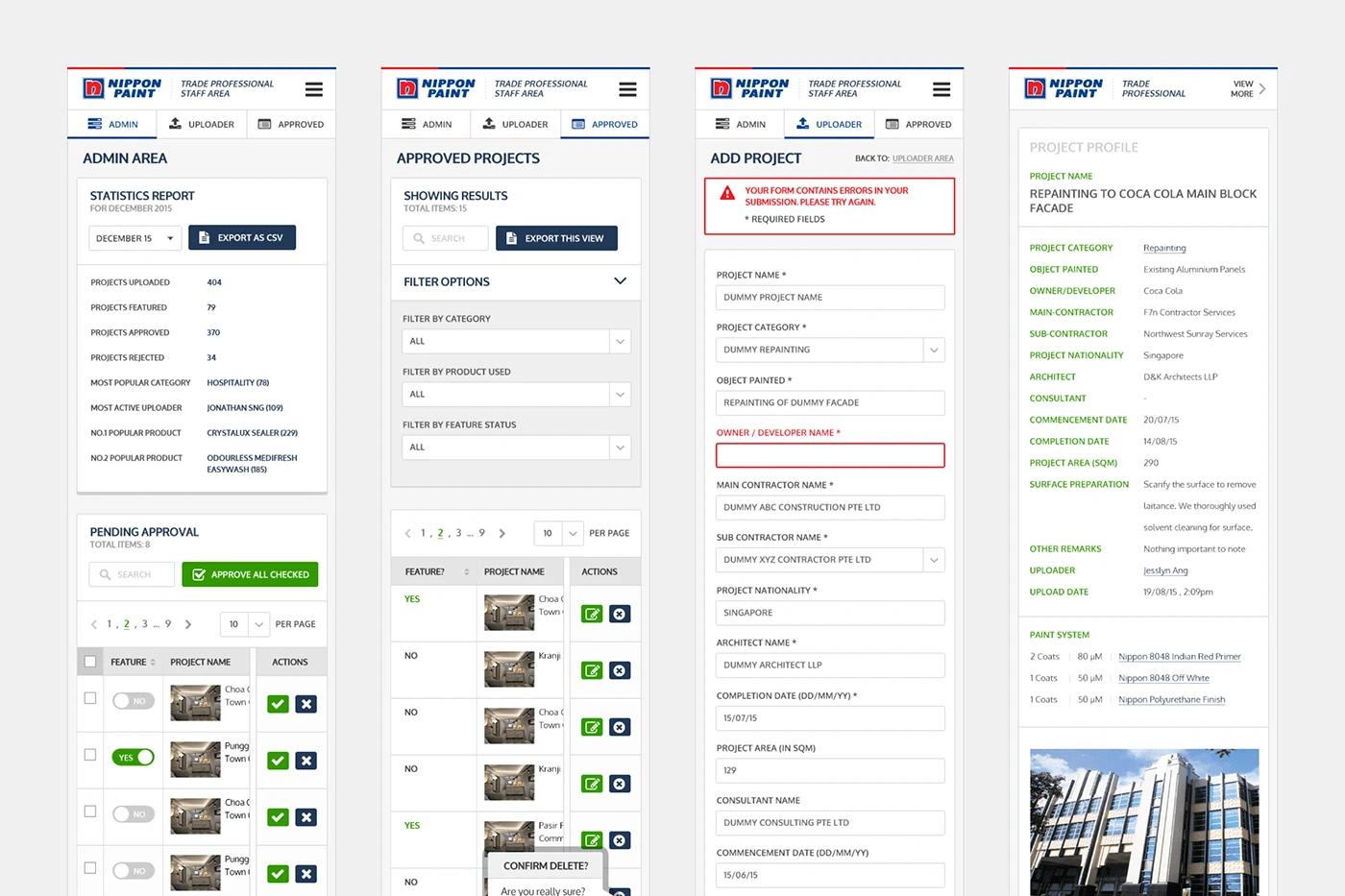 A CRM Website Mobile High-fidelity UI/UX design of the Nippon Paint project, designed by SOLD Studio for seamless user experience.