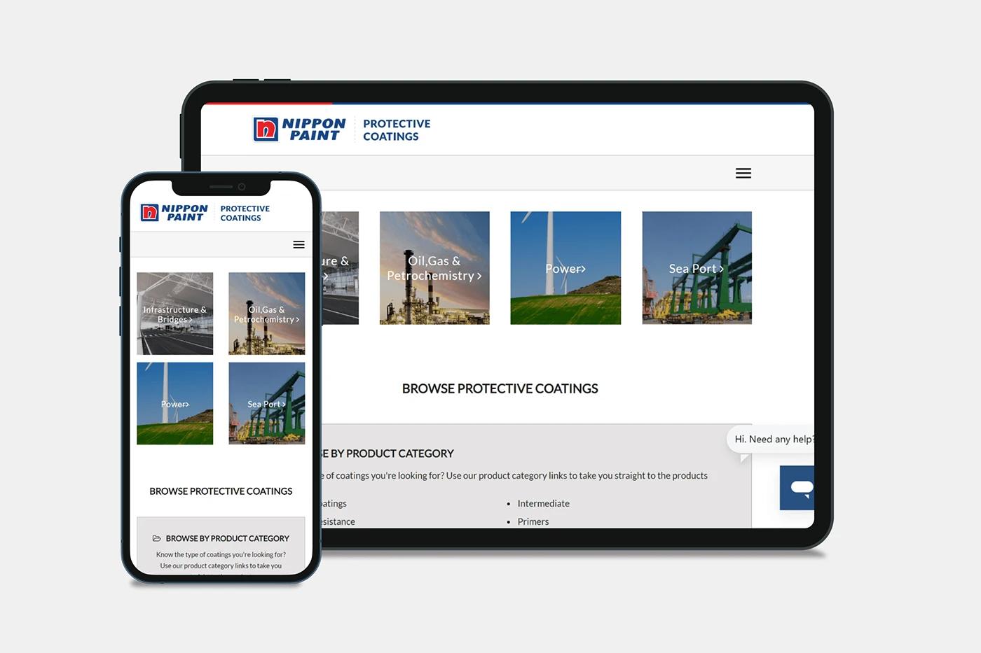 SOLD Studio designed this a responsive website high-fidelity ui/ux design for protective coatings for Nippon Paint for seamless user experience.