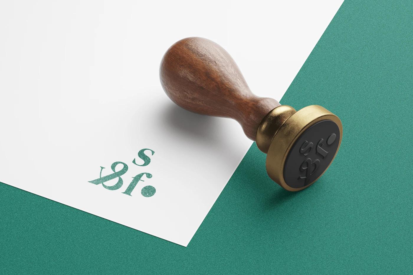 A Ink Stamp of the Saught&Found project, designed by SOLD Studio demonstrating SOLD Studio's design expertise.