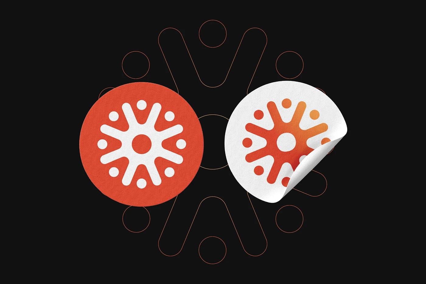 A Brand Stickers of the Sunwheel project, designed by SOLD Studio ensuring consistent brand application.