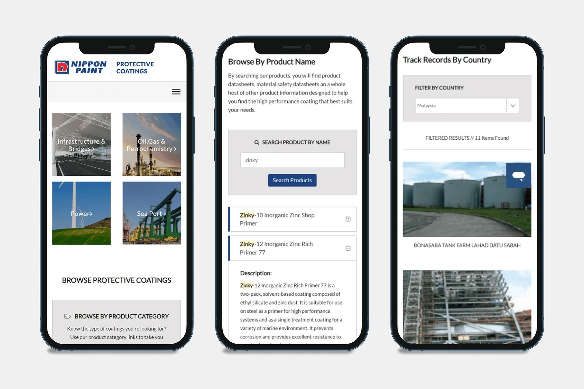 SOLD Studio designed this a mobile website high-fidelity ui/ux design for protective coatings for Nippon Paint for seamless user experience.