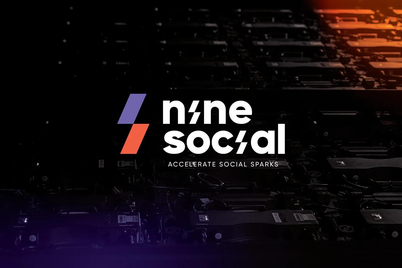 A Logo lockup with Brand Identity of Nine Social created, designed by SOLD Studio establishing a strong visual identity.
