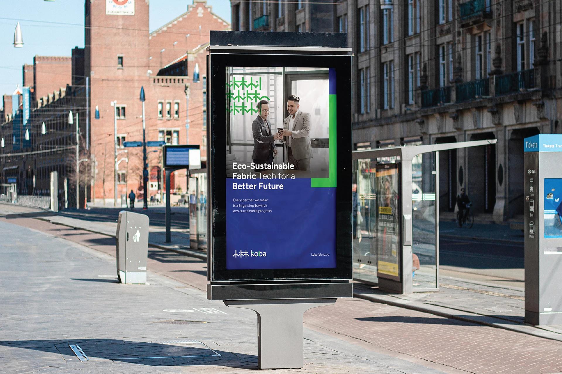 A Citylight Large-format outdoor billboard advertisement of the KOBA project, designed by SOLD Studio capturing high-traffic audience attention.