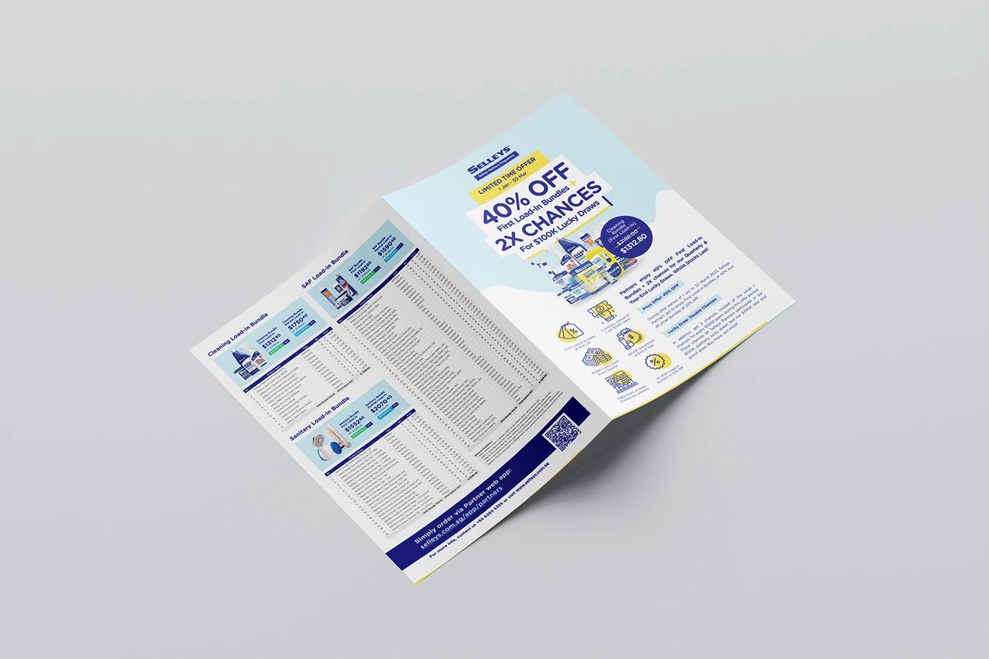 A Printed marketing brochure Flyer for Selleys, highlighting SOLD Studio's expertise demonstrating SOLD Studio's design expertise.