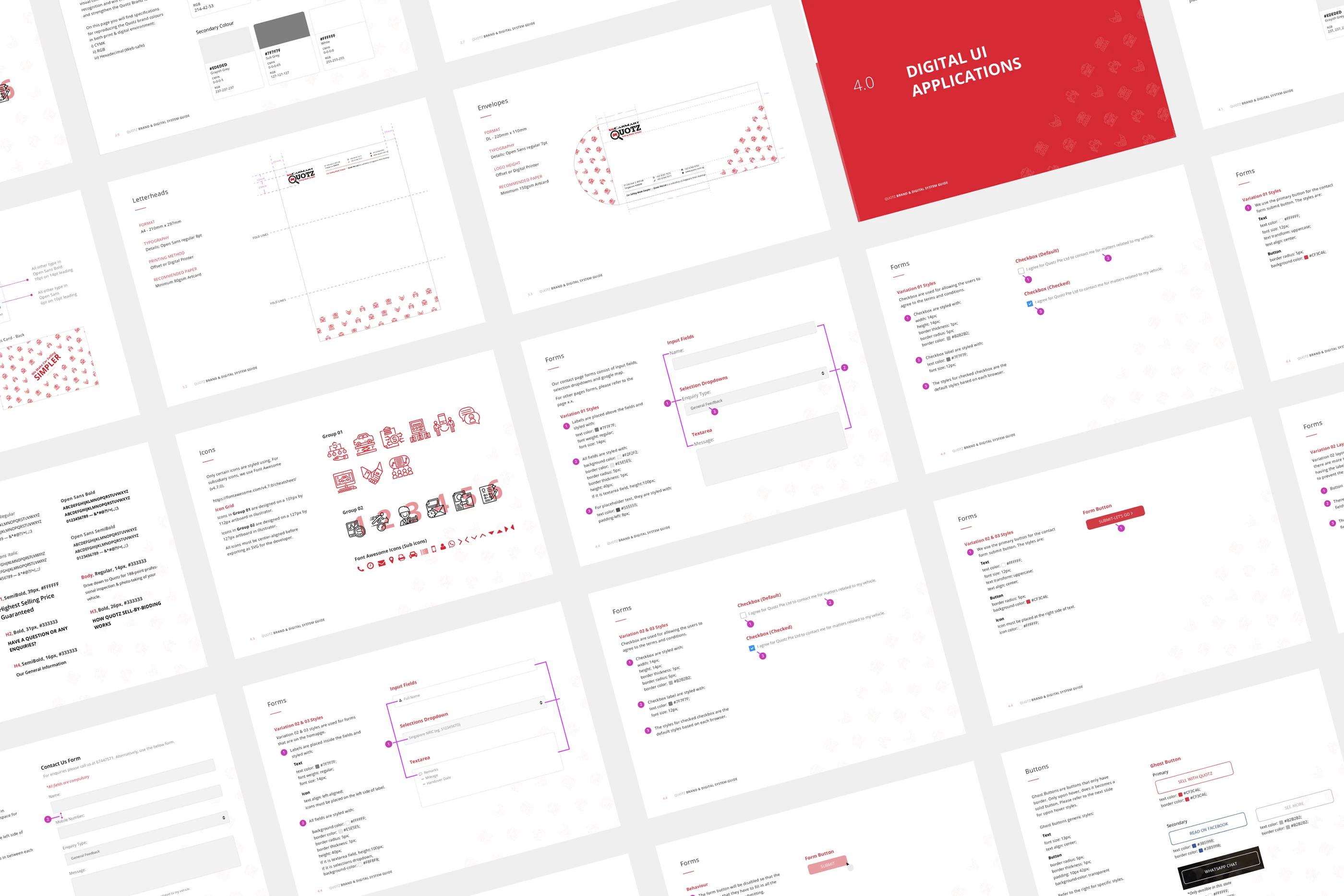 SOLD Studio designed this a comprehensive brand style guide for Quotz ensuring consistent brand application.