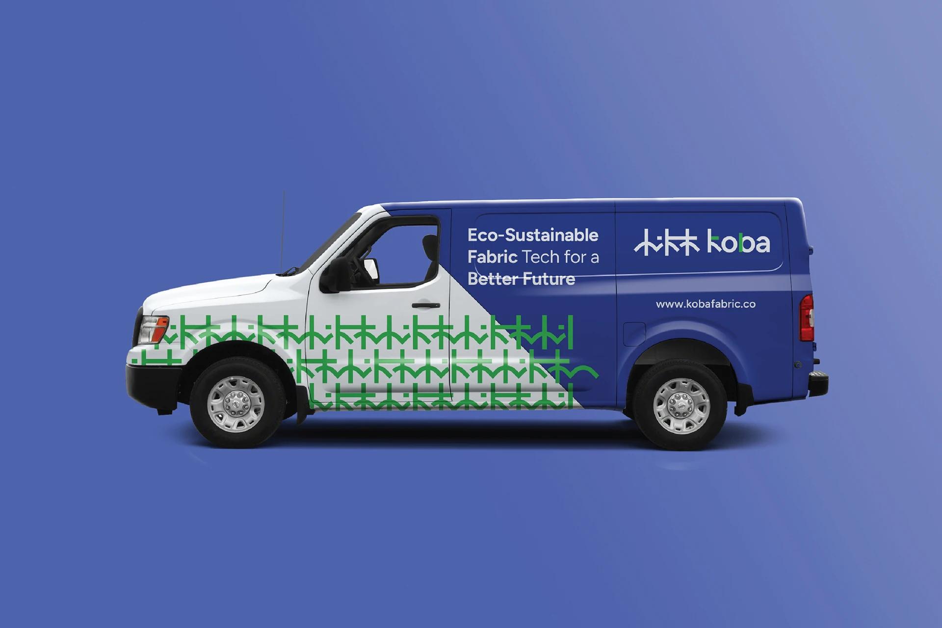 A Van Wrap of the KOBA project, designed by SOLD Studio demonstrating SOLD Studio's design expertise.