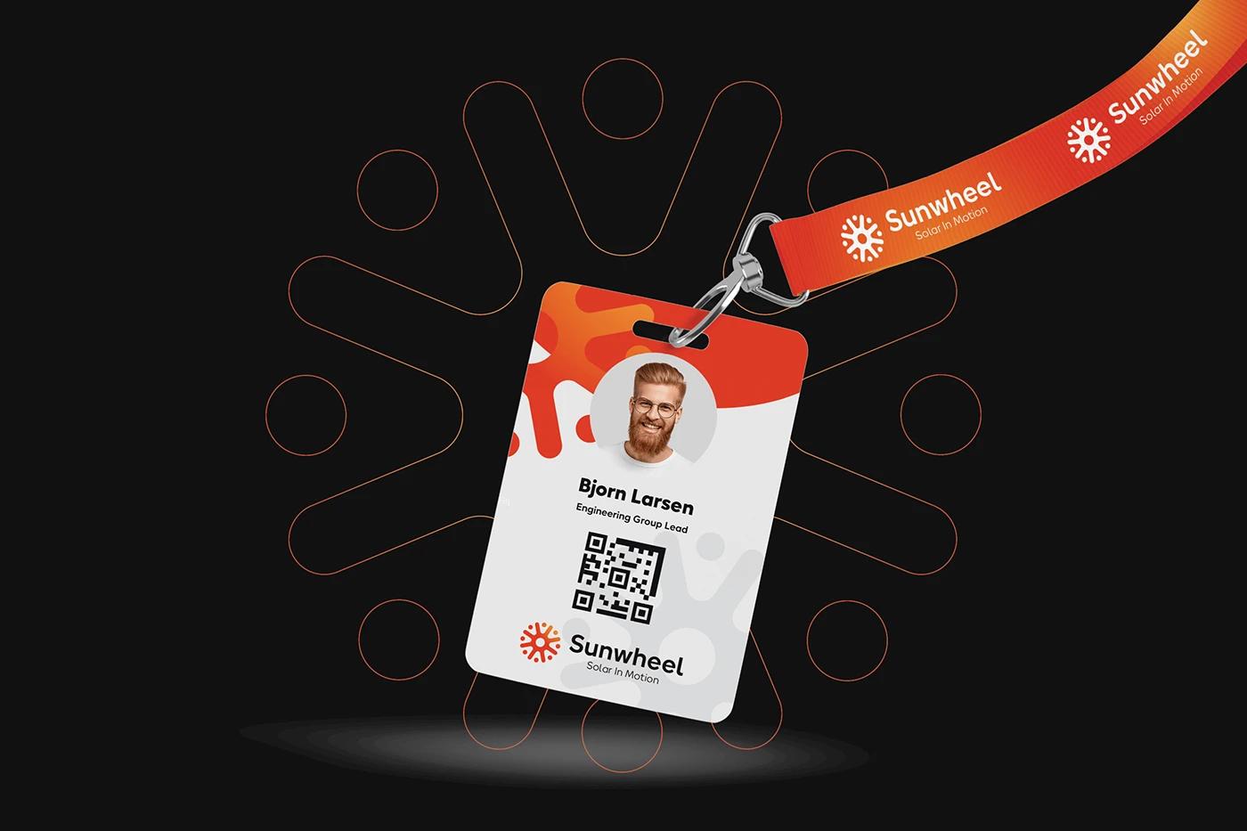 A Staff ID Tag of the Sunwheel project, designed by SOLD Studio demonstrating SOLD Studio's design expertise.