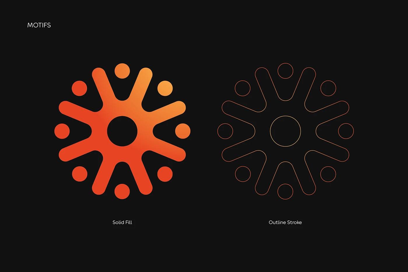 A Logomark of the Sunwheel project, designed by SOLD Studio establishing a strong visual identity.