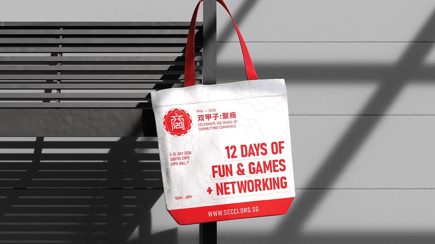 A Event Tote Bag of the SCCCI project, designed by SOLD Studio demonstrating SOLD Studio's design expertise.