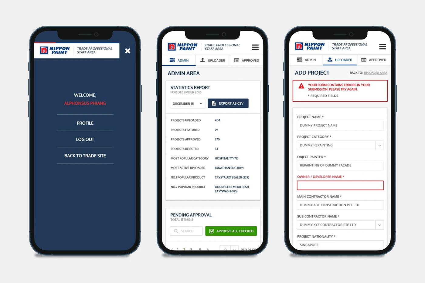 SOLD Studio designed this a crm website mobile high-fidelity ui/ux design for Nippon Paint for seamless user experience.