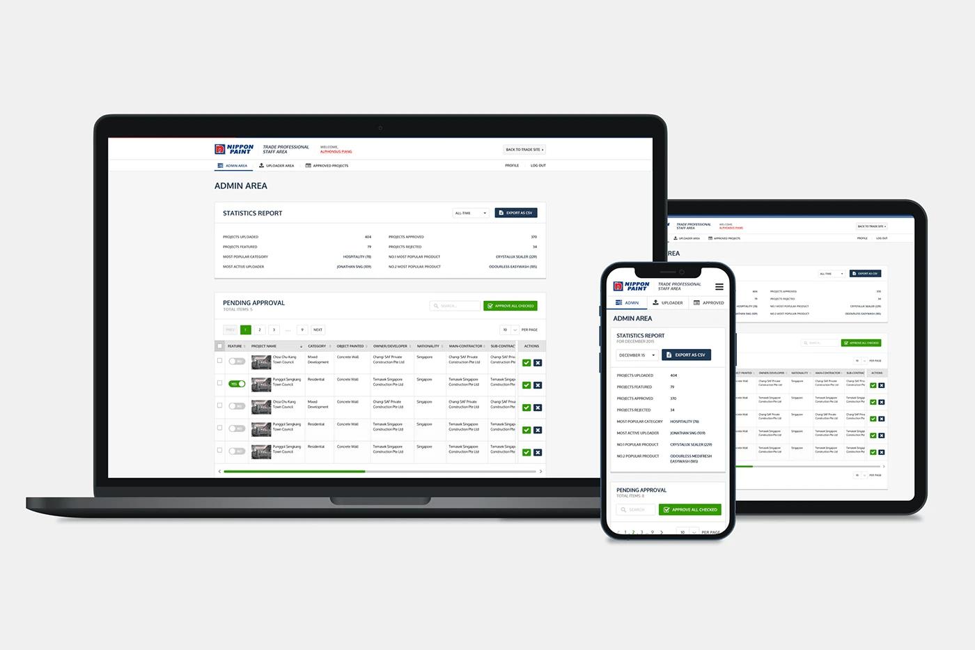 A CRM Responsive Website High-fidelity UI/UX design of the Nippon Paint project, designed by SOLD Studio for seamless user experience.
