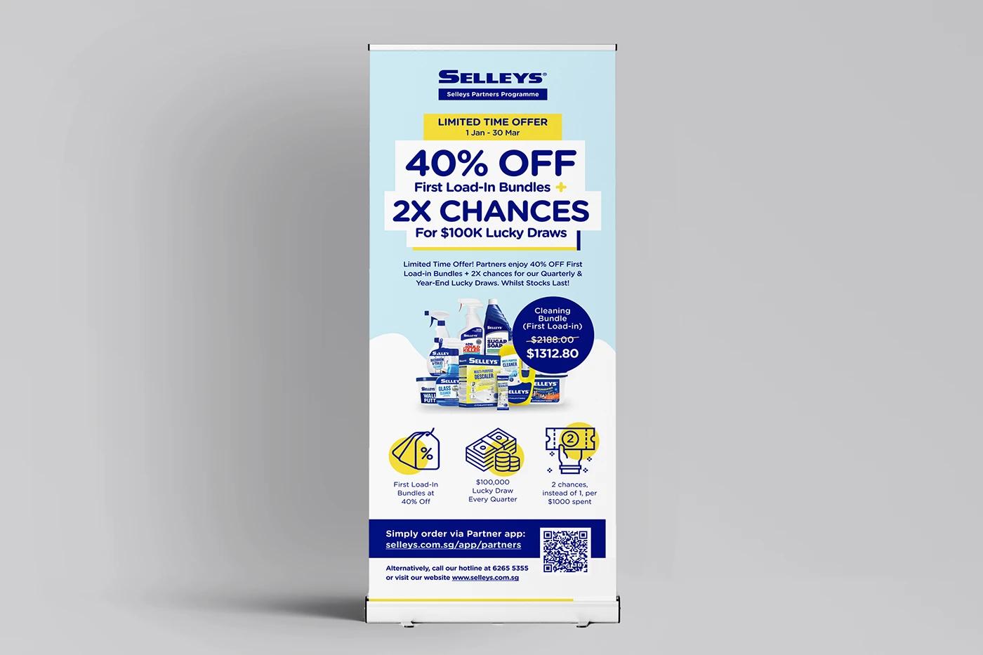 A Rollup Banner of the Selleys project, designed by SOLD Studio demonstrating SOLD Studio's design expertise.