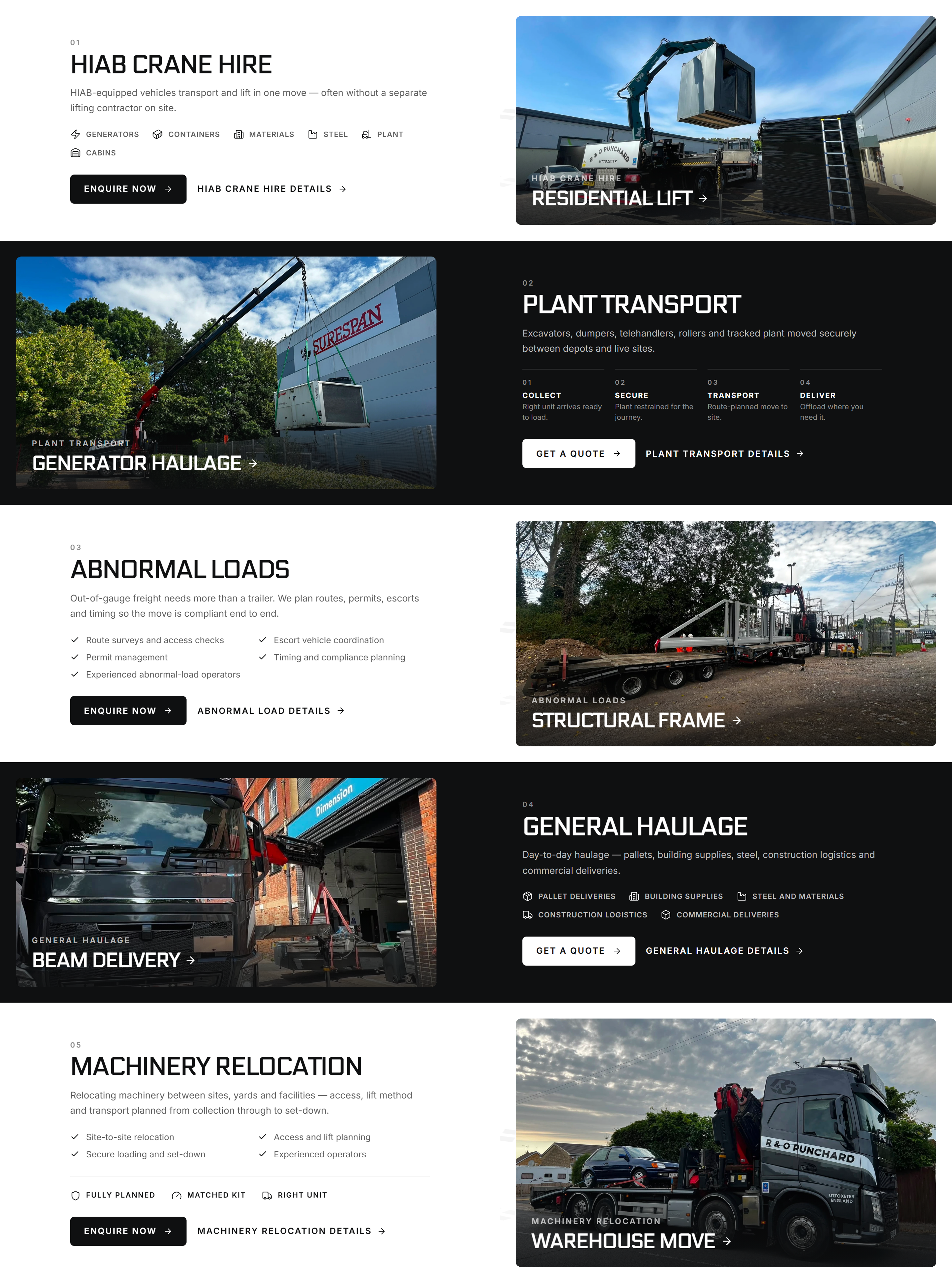 Services Rows, R&O Punchard Haulage