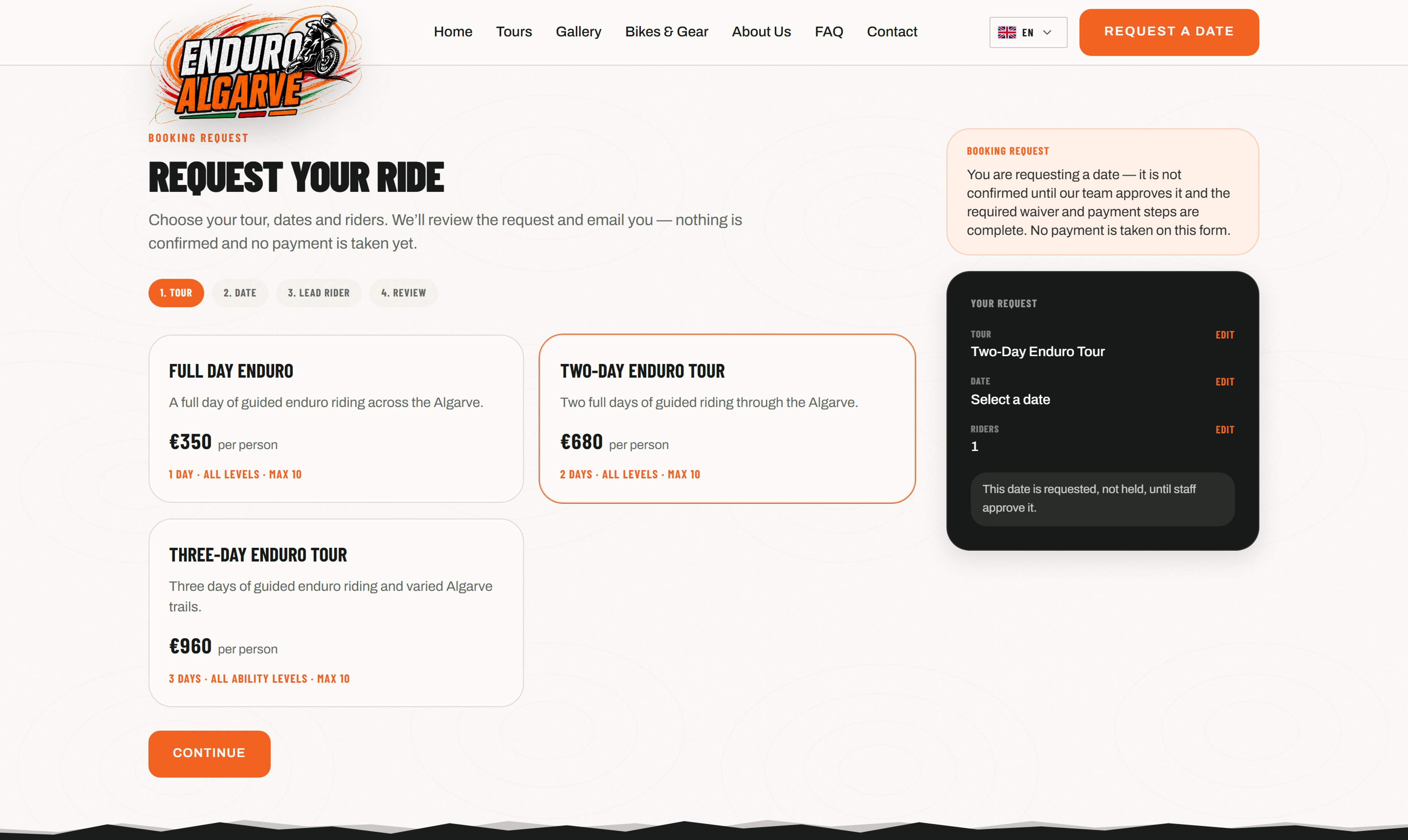 Booking, Enduro Algarve