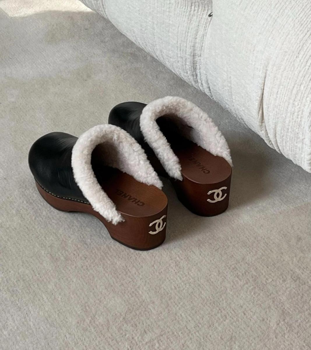 Chanel Shearling Mules