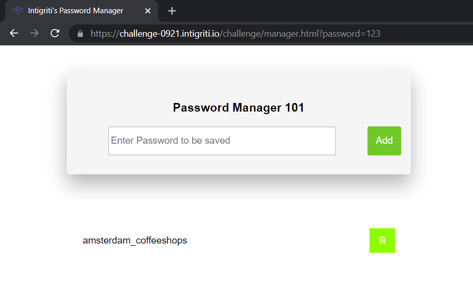 Using the parameter “password” with a random value to see if we get an error message.