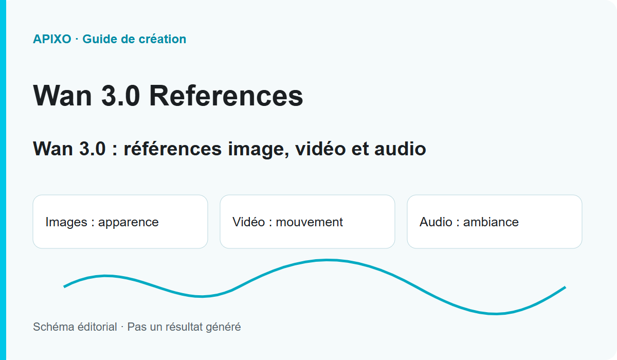Wan 3.0 : références image, vidéo et audio: Illustration éditoriale de couverture