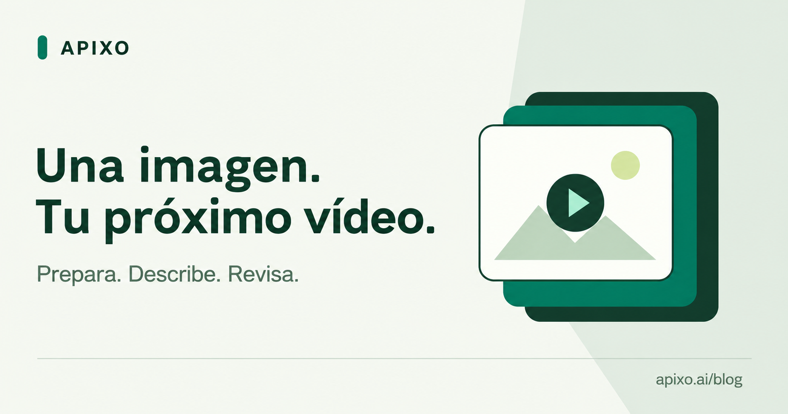 Ilustración de una imagen que se convierte en vídeo, con un símbolo de reproducción.