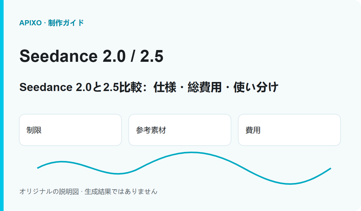 Seedance 2.0と2.5比較:仕様・総費用・使い分け: 記事の内容を説明するカバー図