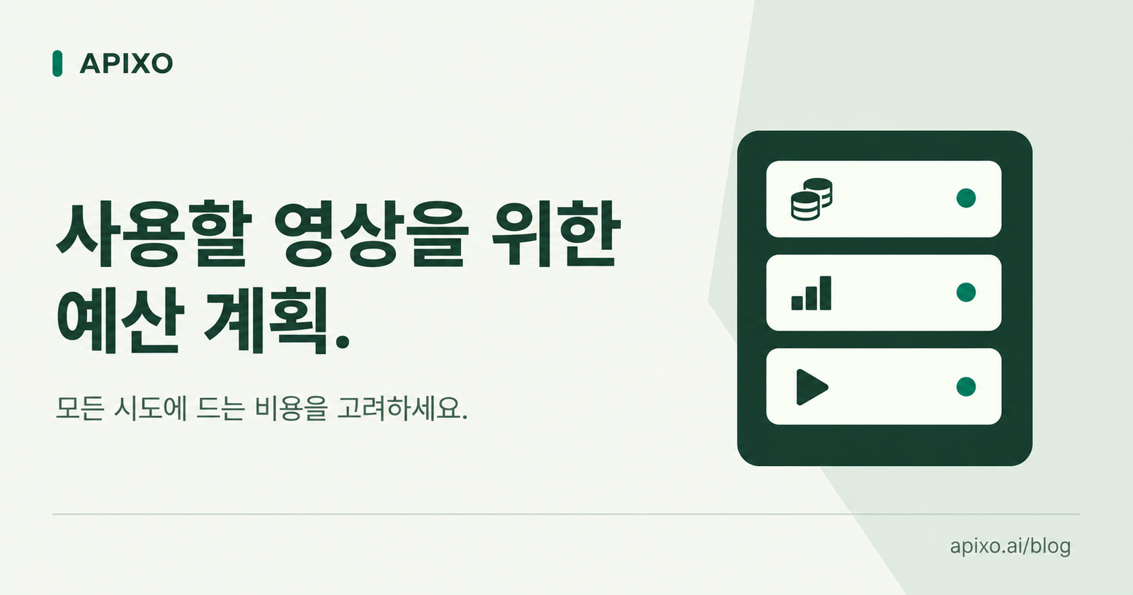 세 장의 카드로 표현한 영상 예산 계획 그림.