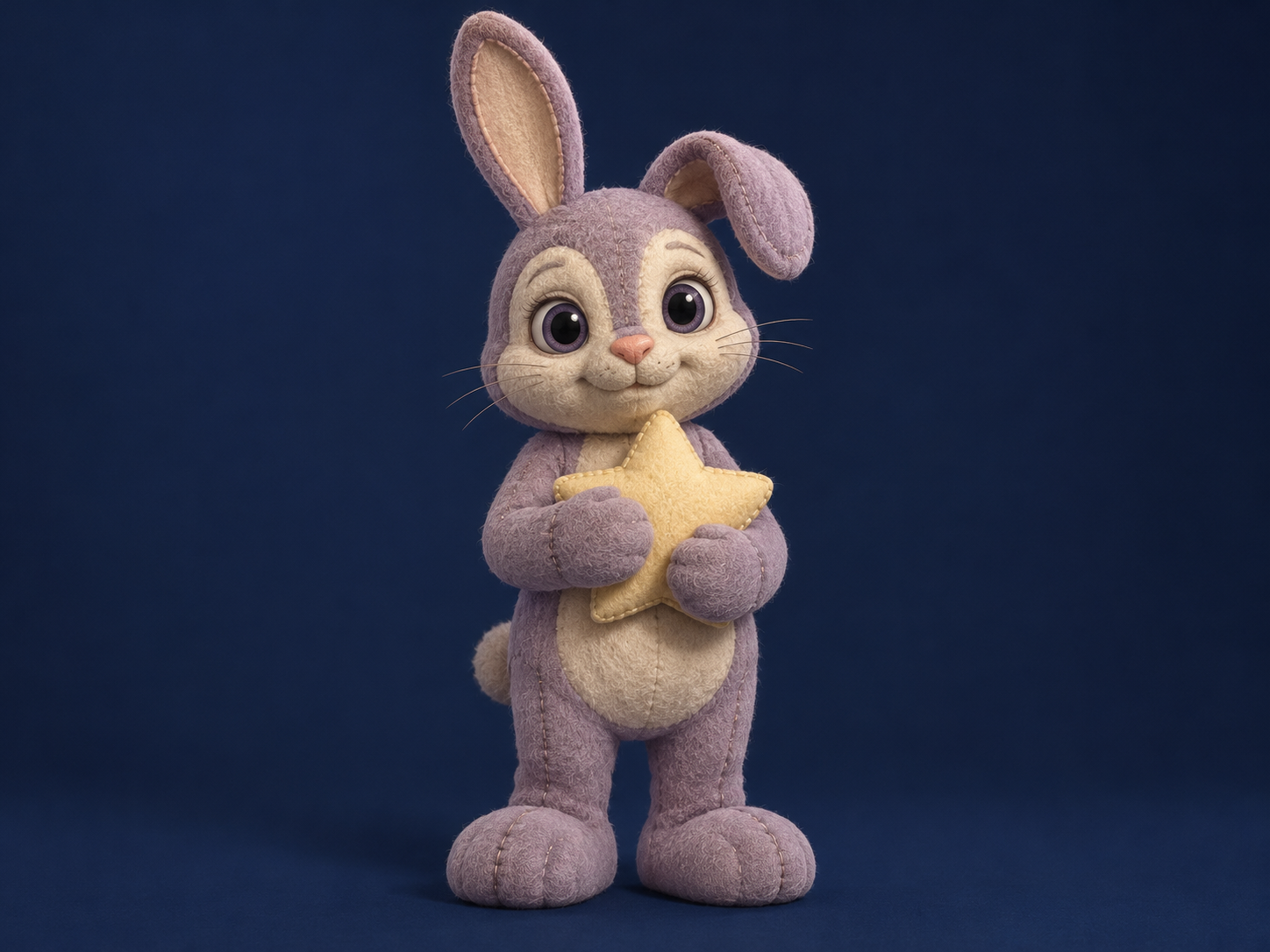 Folded-ear rabbit with a star pillow