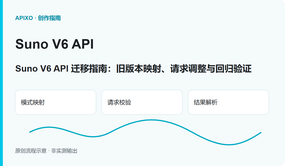 Suno V6 API 迁移指南:旧版本映射、请求调整与回归验证: 原创封面示意图