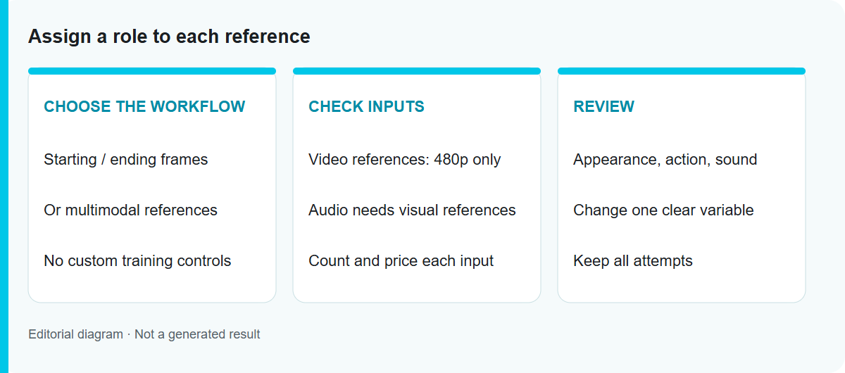 Assign a role to each reference: Editorial workflow diagram, not a tested model output