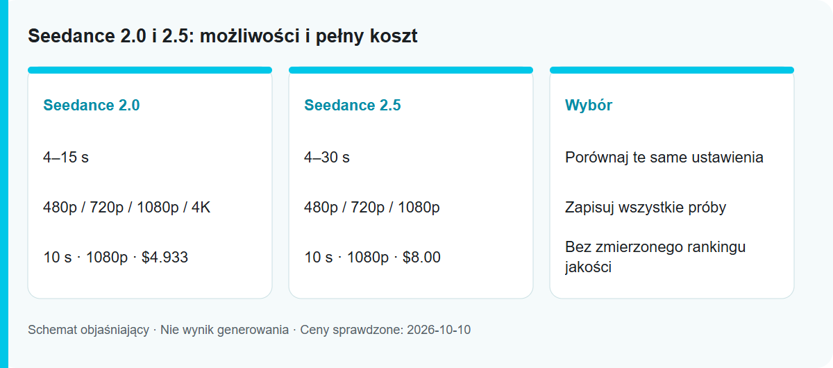 Seedance 2.0 i 2.5: możliwości i pełny koszt: Schemat procesu, nie przetestowany wynik modelu