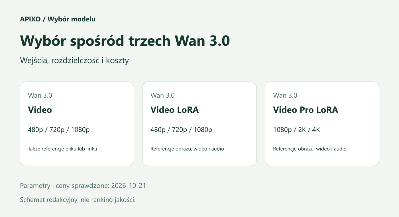 Okładka porównująca trzy warianty Wan 3.0, rozdzielczości i typy referencji