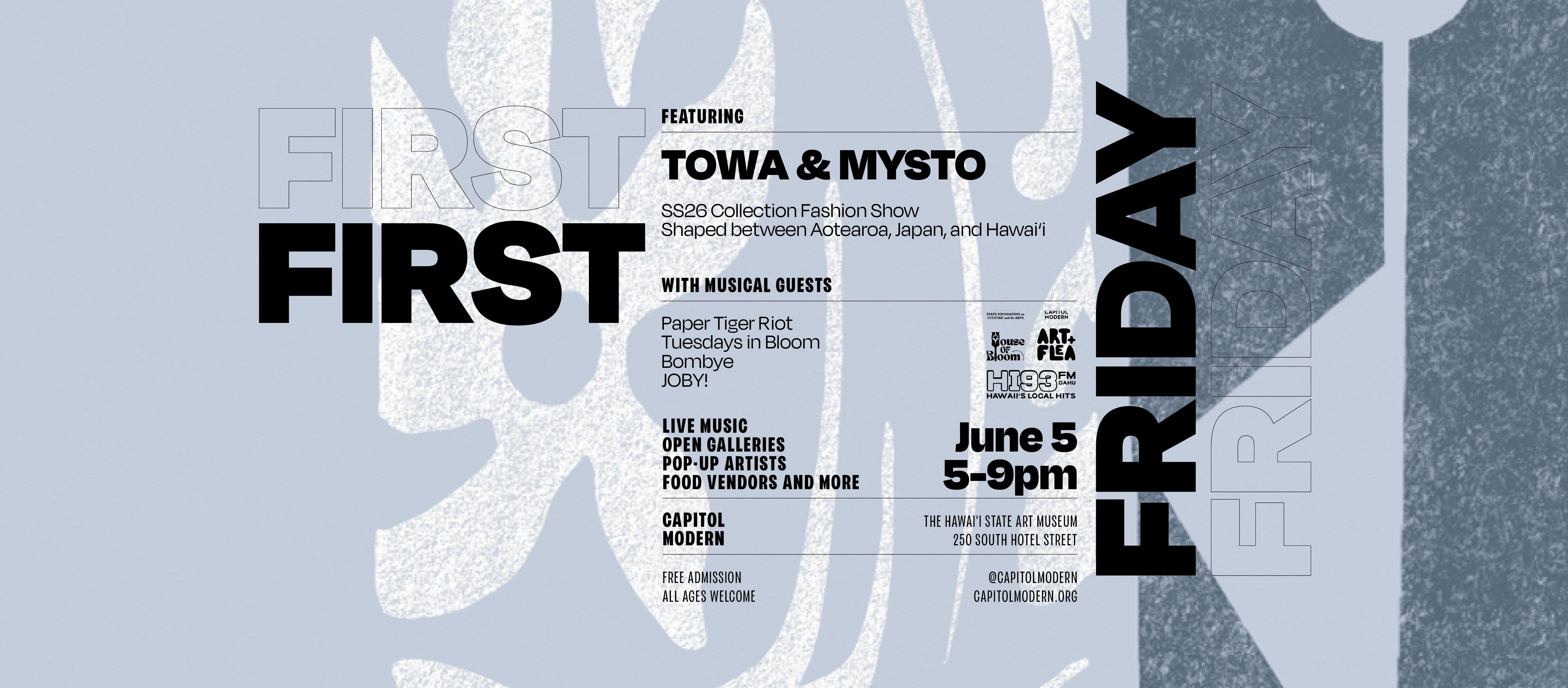 Promotional graphic for First Friday event June 5, 2026