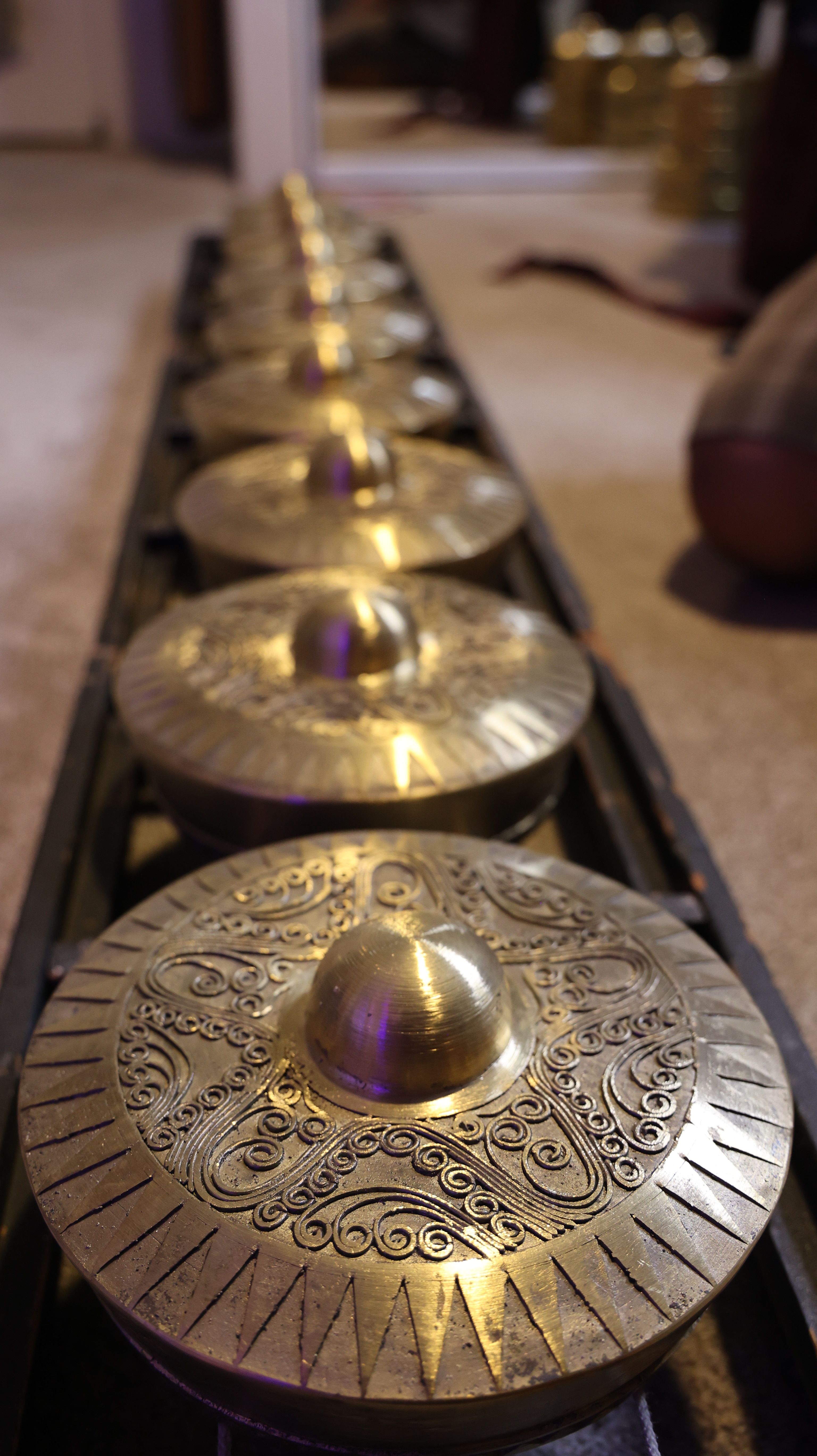 A close-up of a brass instrument