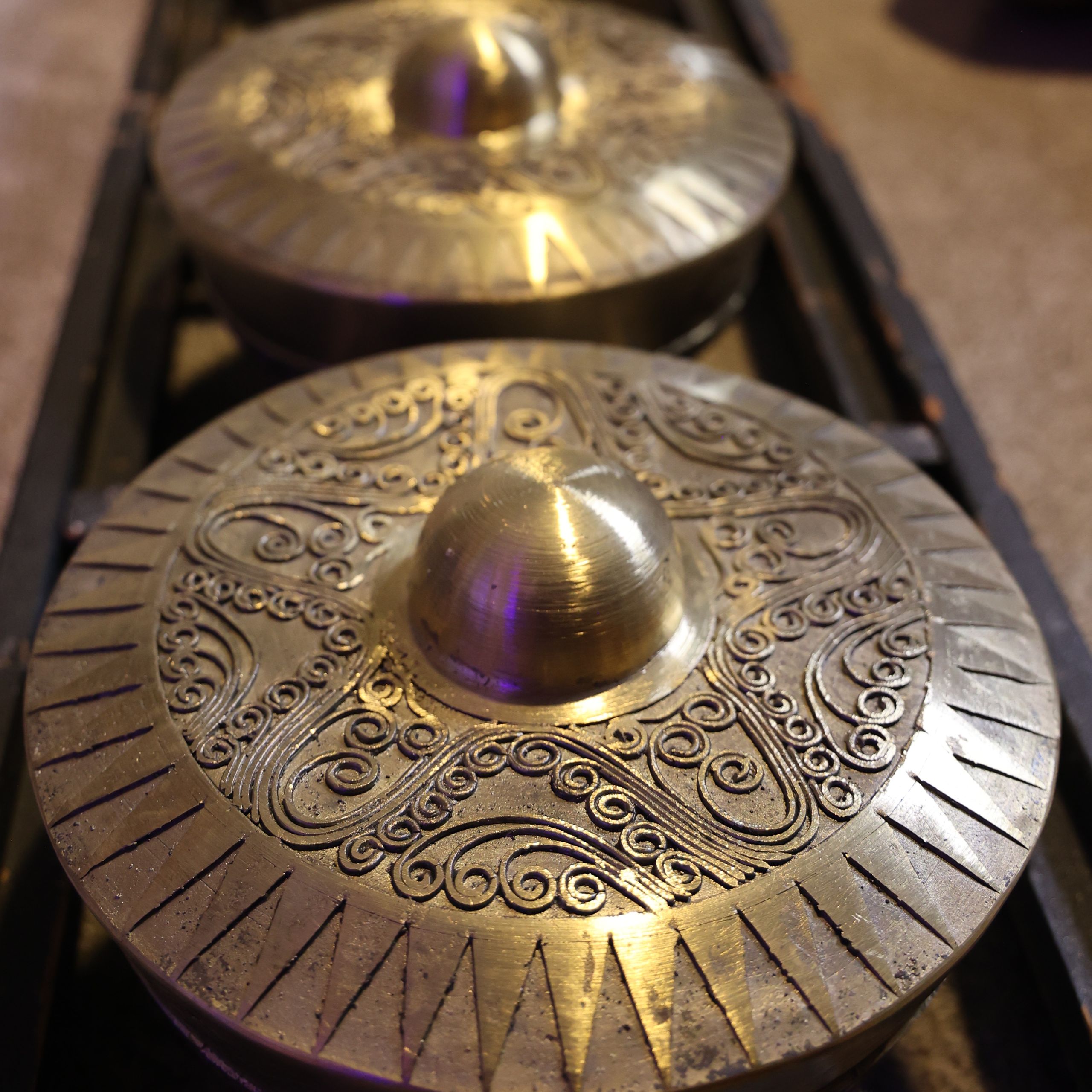 A close-up of a brass instrument