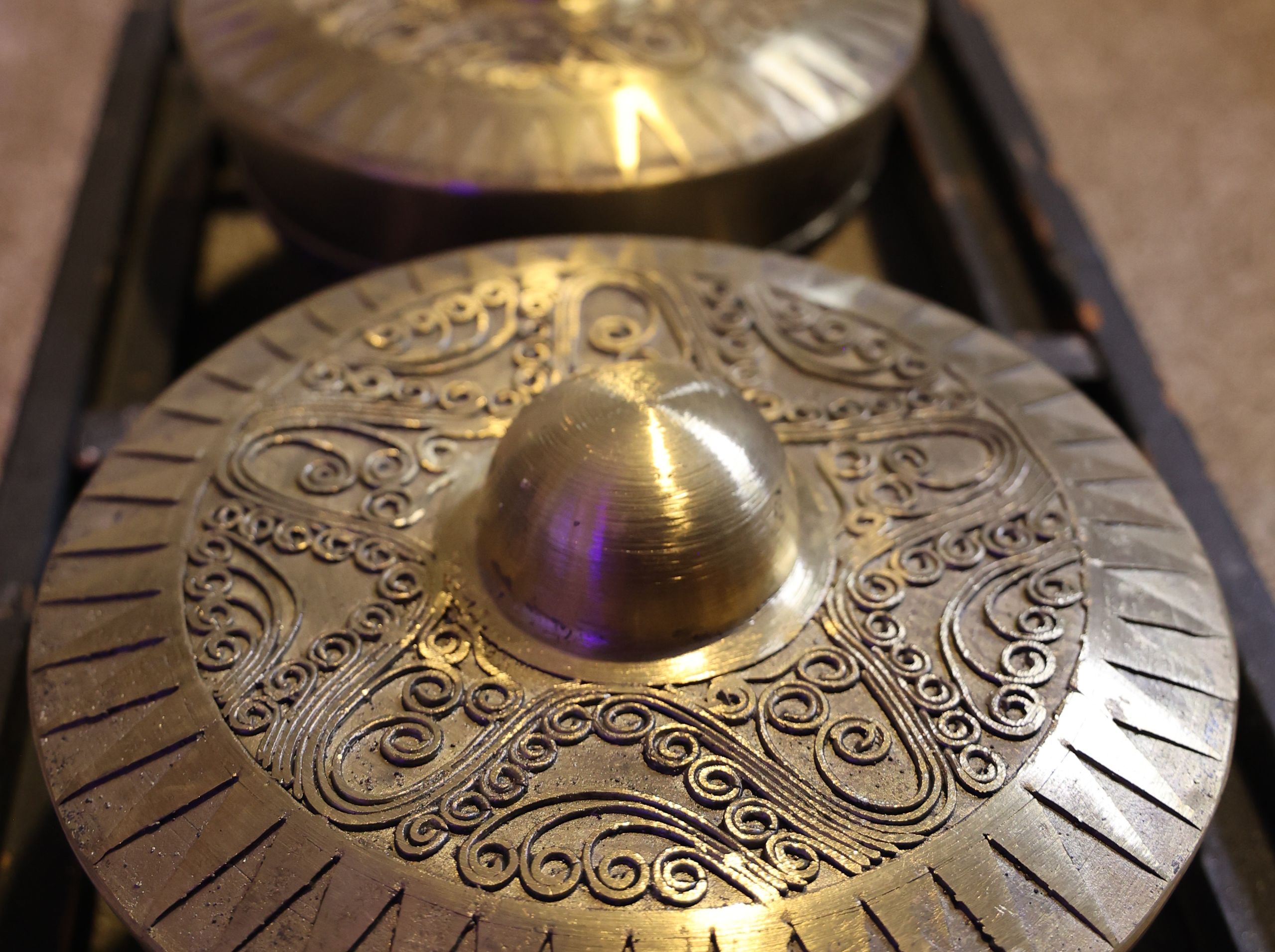 A close-up of a brass instrument