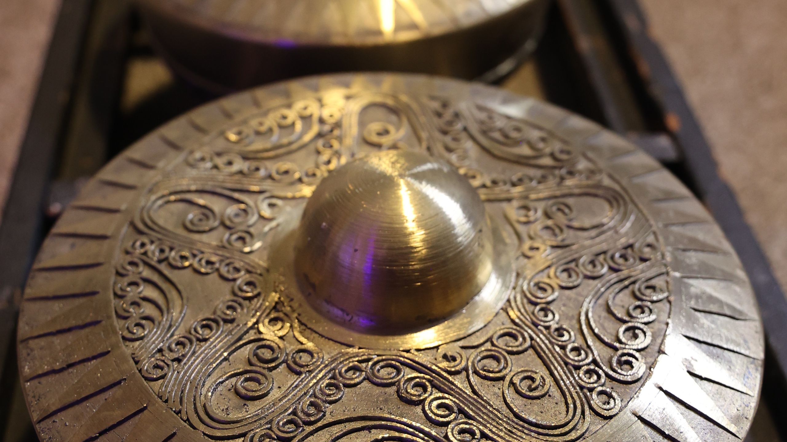 A close-up of a brass instrument