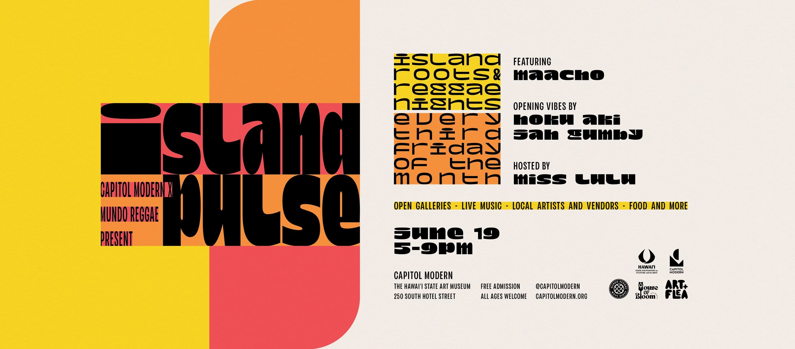 Promotional graphic for Island Pulse event