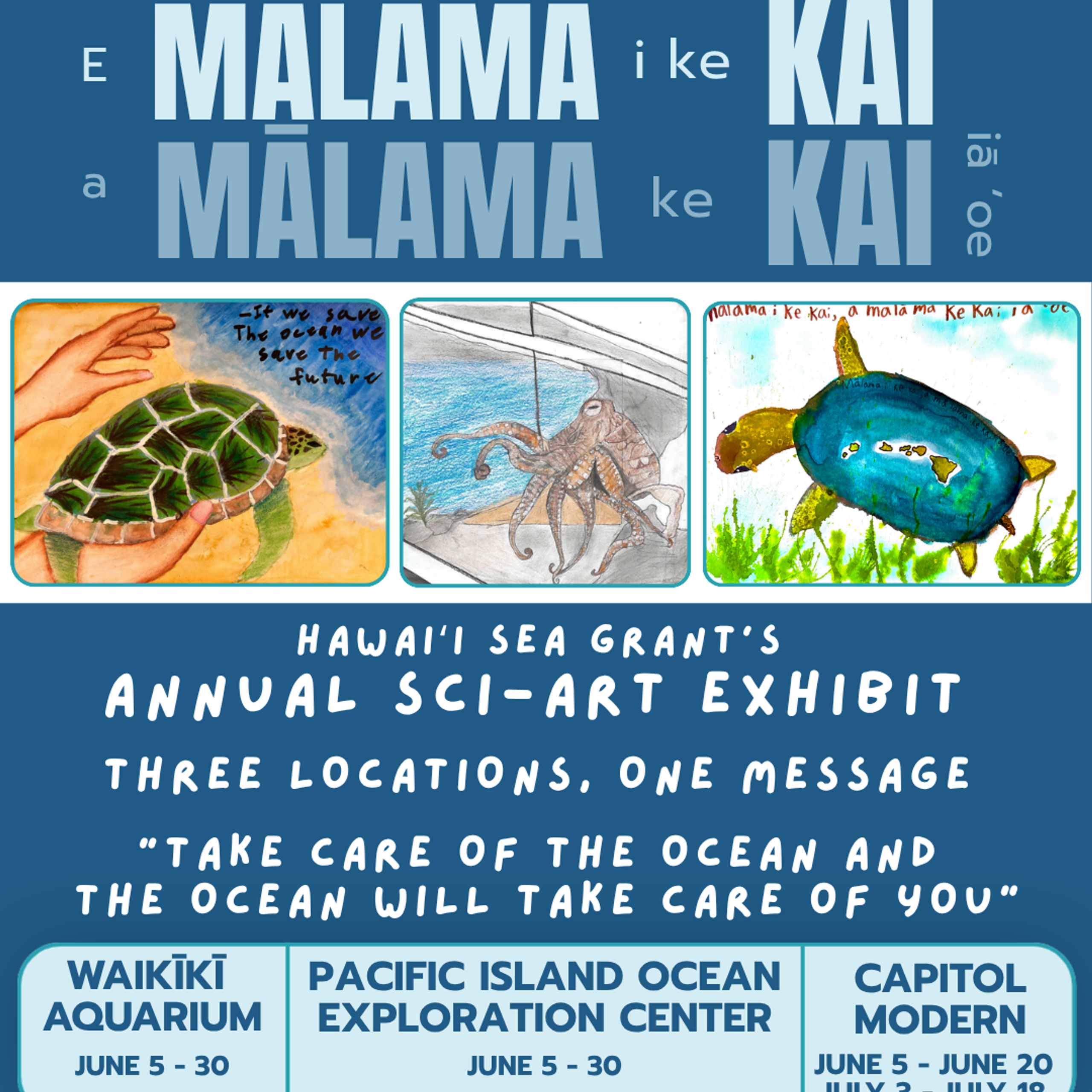 E mālama i ke kai, a mālama ke kai iā ʻoe: Hawaiʻi Sea Grant's Youth Ocean Art Exhibit