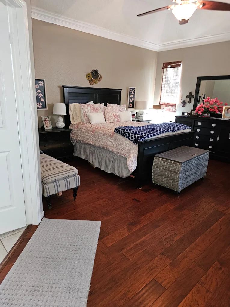 Bedroom refreshed with carpets vacuumed