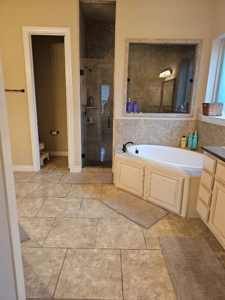 Garden tub and tile scrubbed sparkling clean
