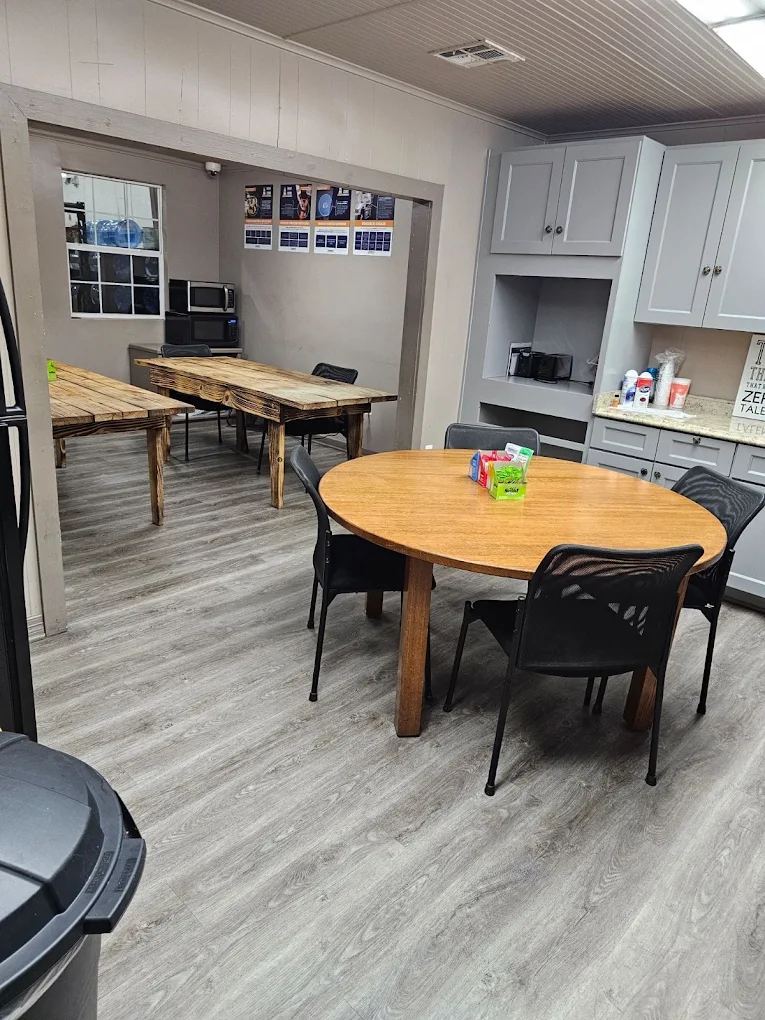 Dining area wiped down and ready for family meals