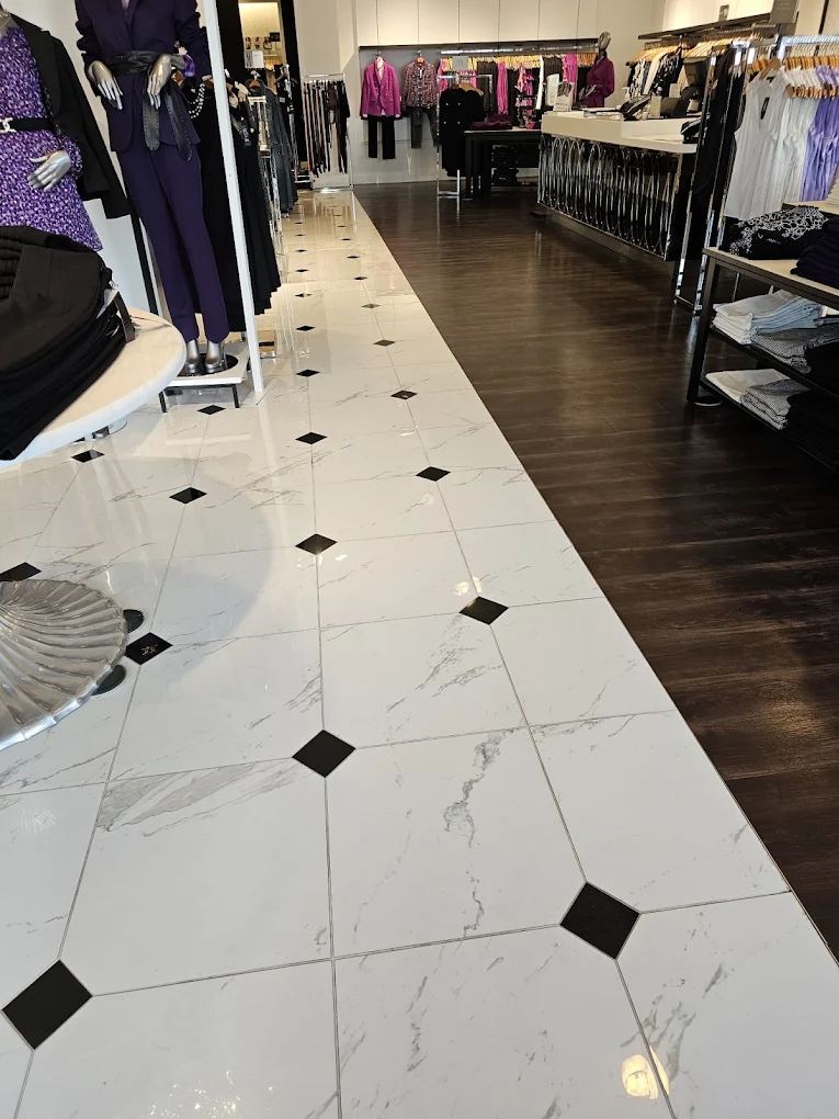 Closet floors cleaned with marble tile shining