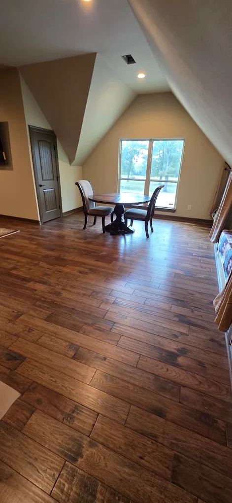 Hardwood hallway floors cleaned to a shine