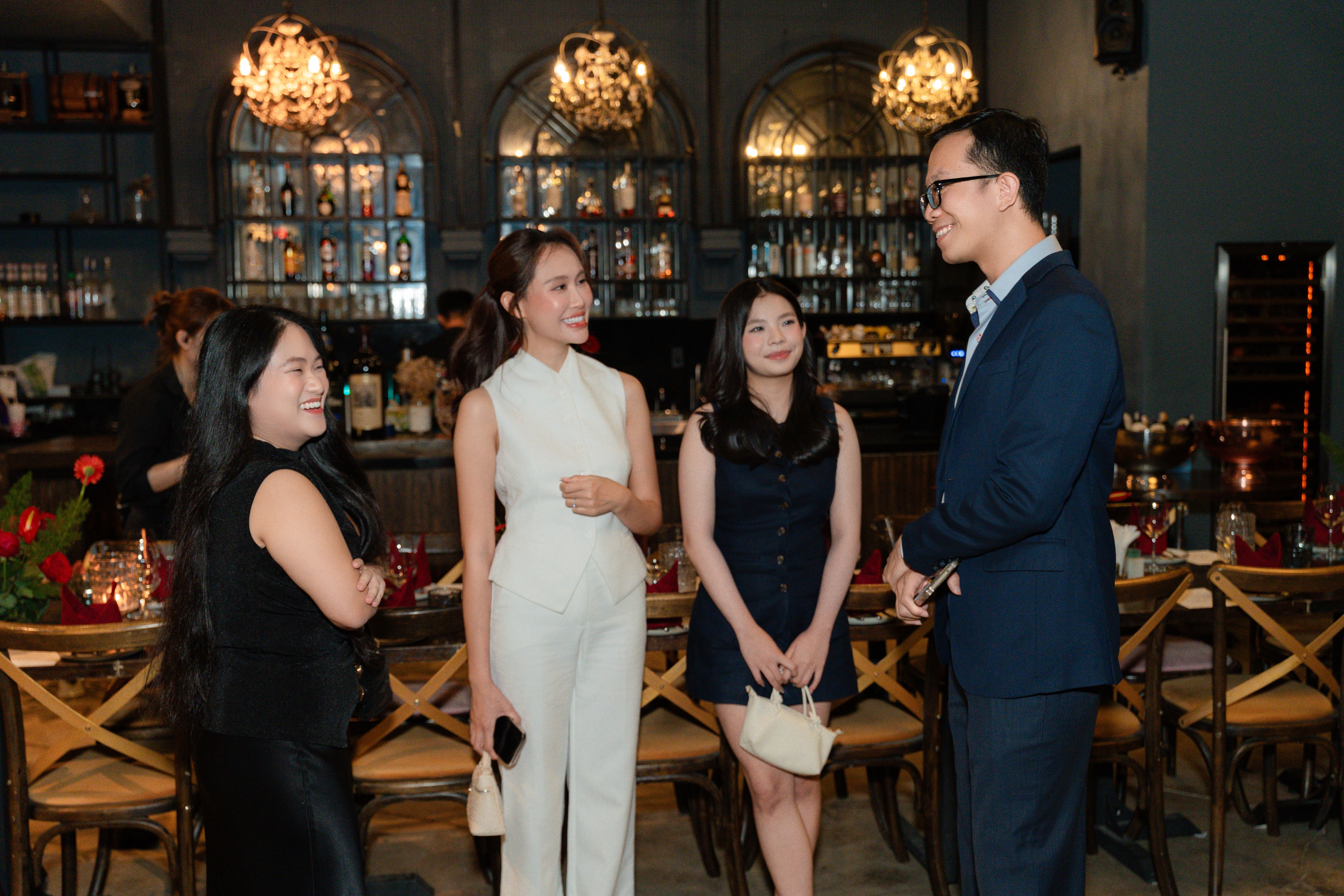 Elegant members talking