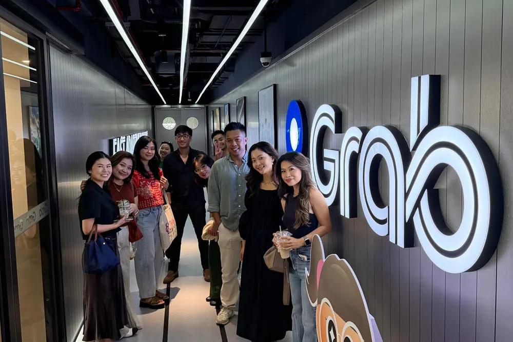 Members in the Grab office corridor on a company visit