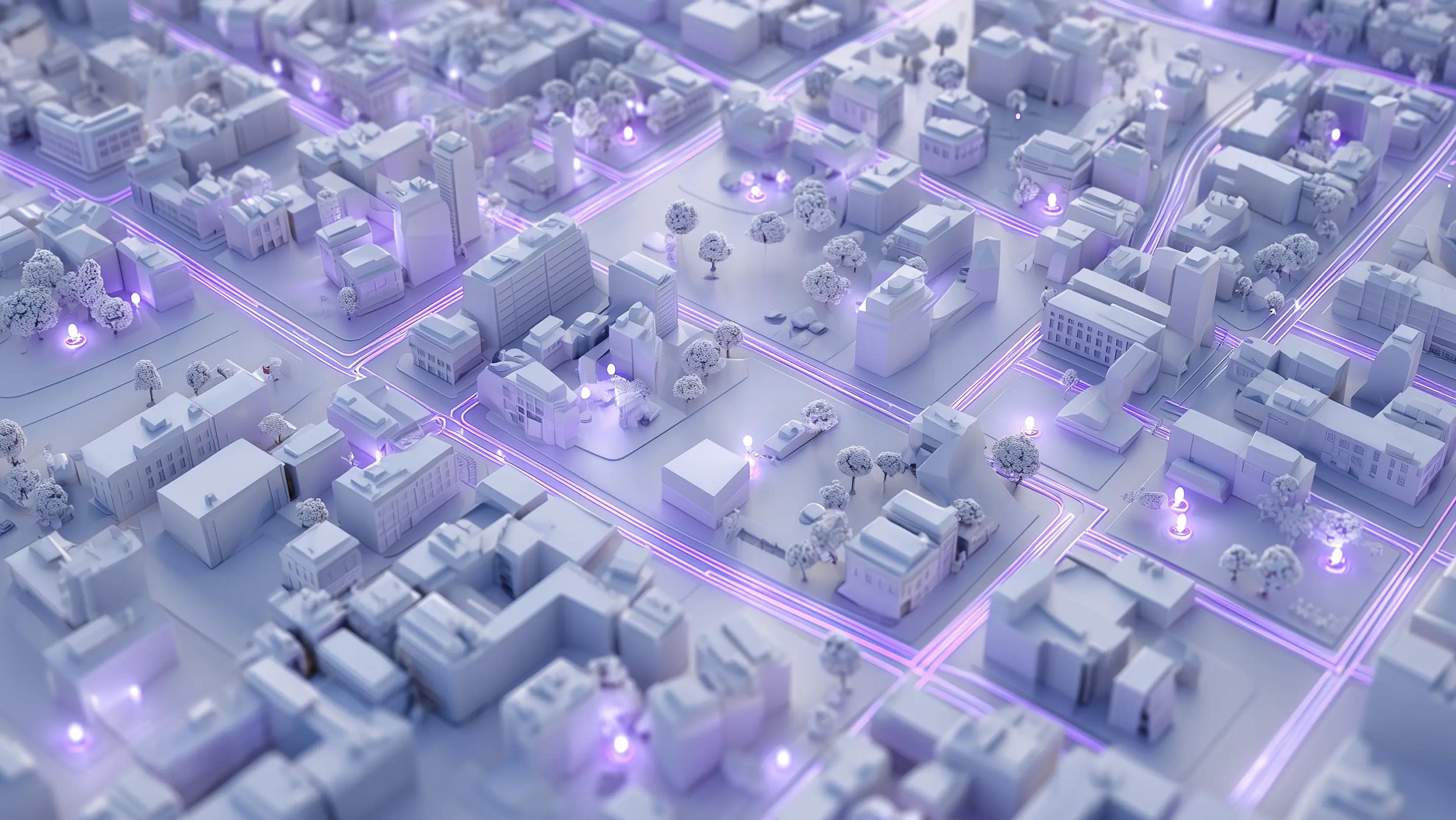 3d city with chargers and cars