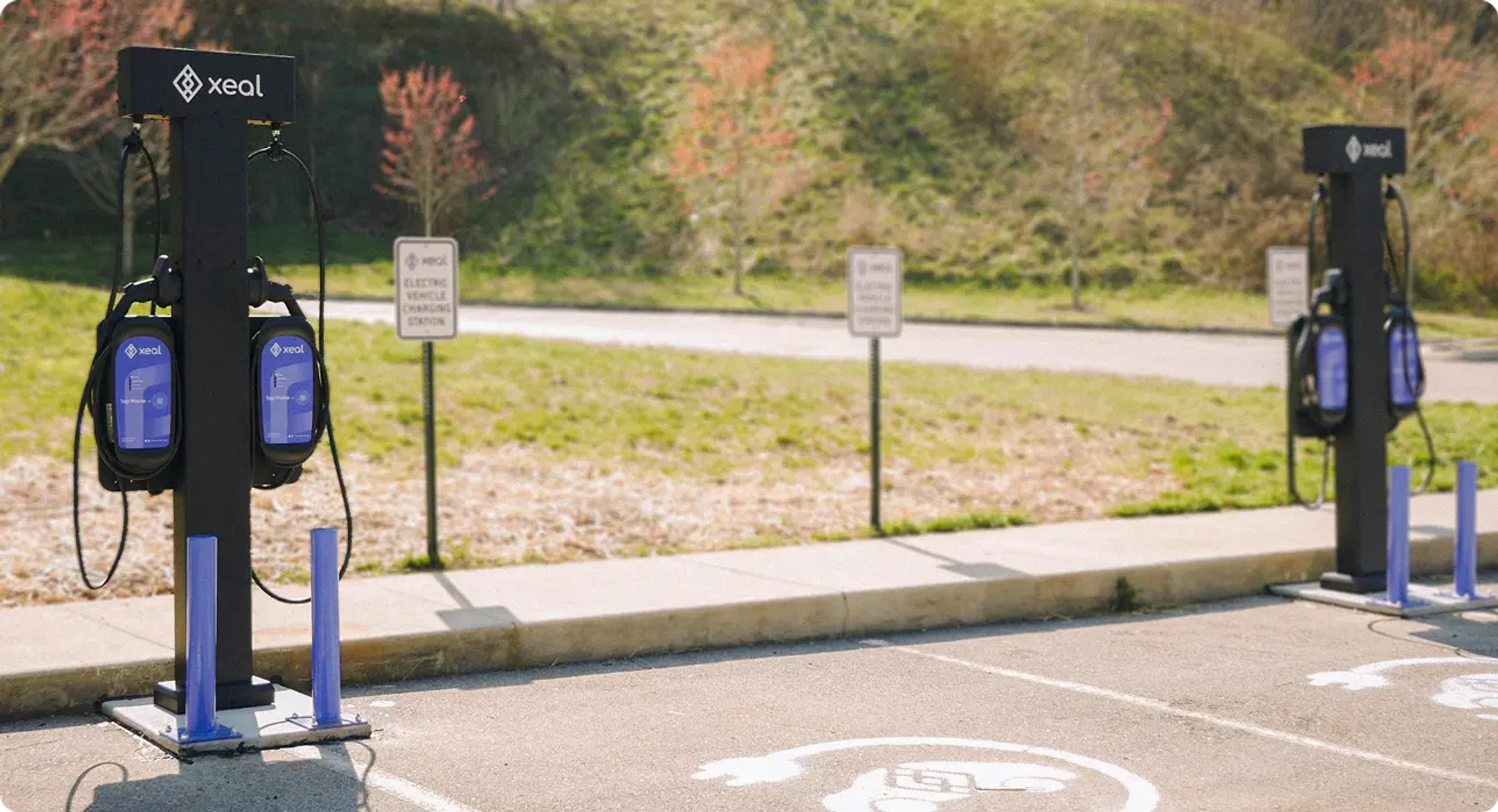 4 Xeal chargers in a parking lot