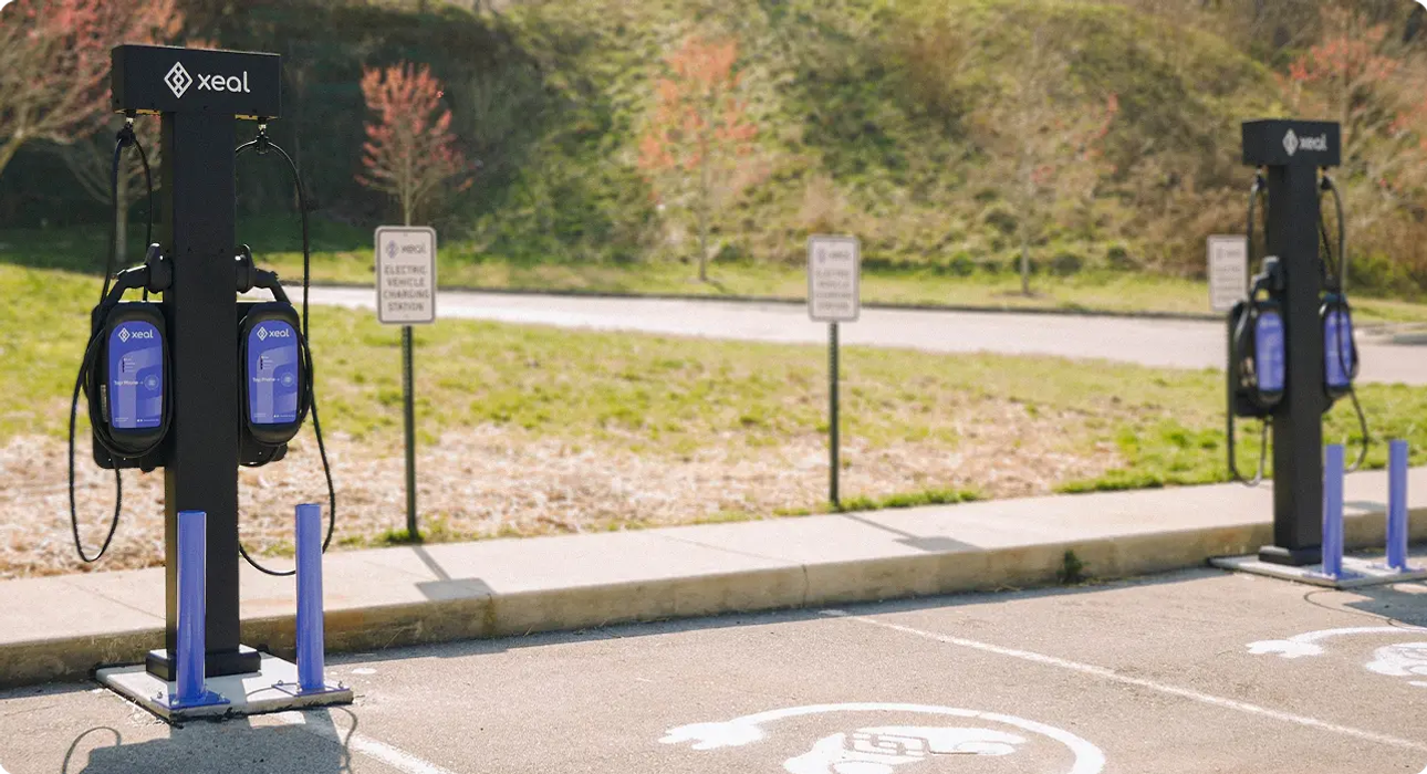 4 Xeal chargers in a parking lot