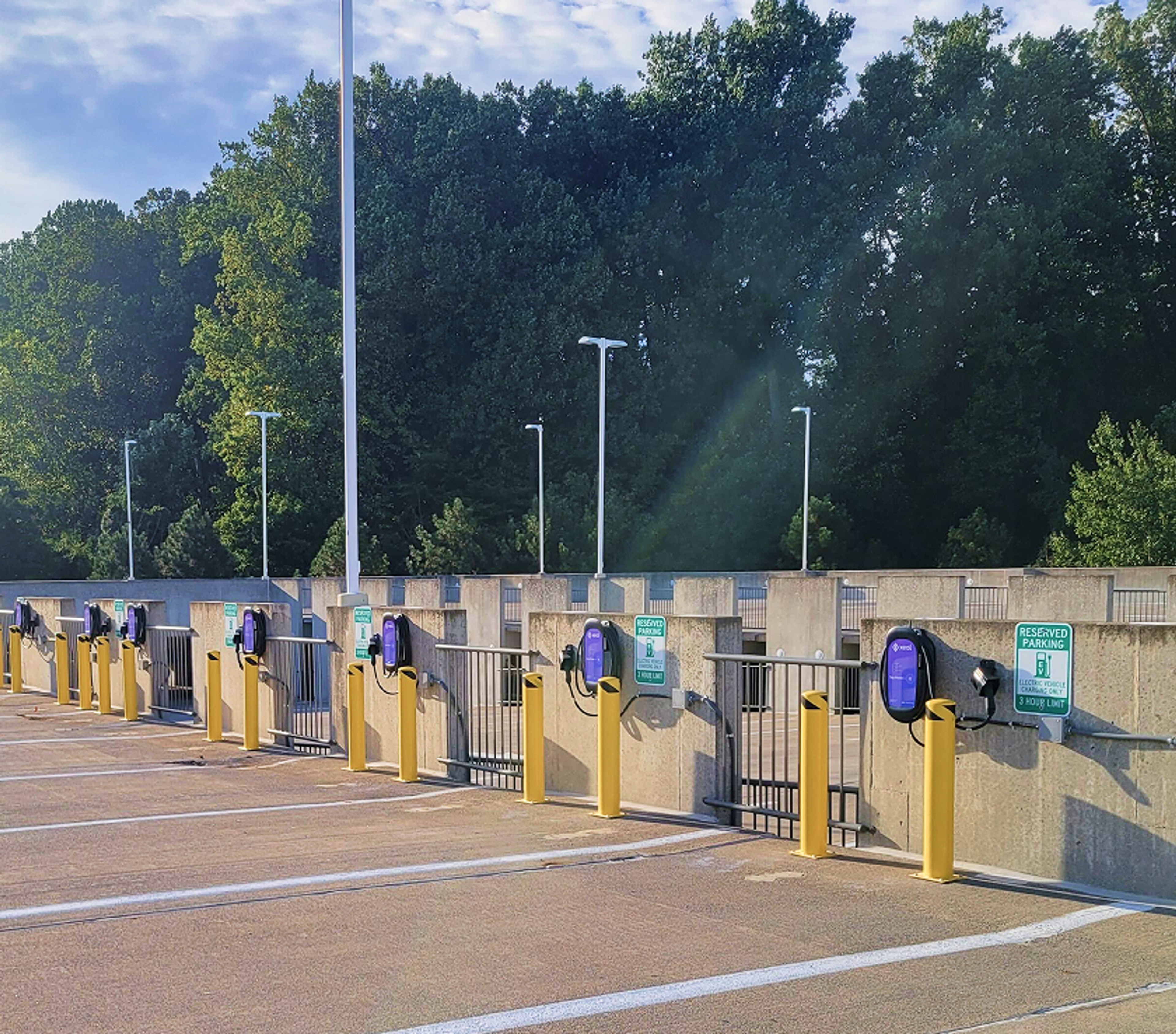row of xeal chargers in parking lot
